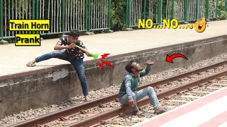 Update Train Horn Prank 2023 !! part 17!!The Best Of Train Horn Prank Reaction on Public....