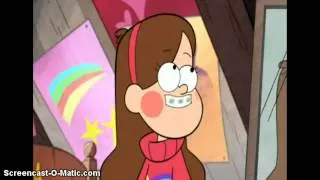 Gravity Falls-Mabel's first kiss.(With a leafblower)