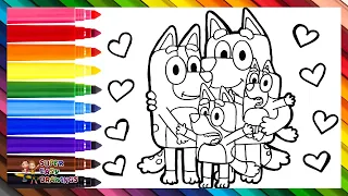 Drawing and Coloring Bluey and Her Family 🐶❤️🧡💛💚💙💜 Drawings for Kids