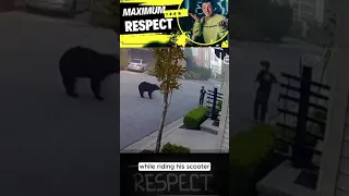 7-Year-Old Encounters Massive Bear While Riding Scooter #shorts #short