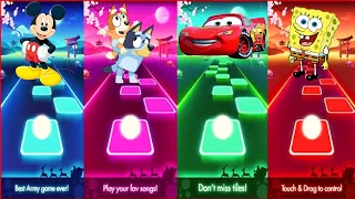 Micky mouse vs car vs Bluey vs SpongeBob Tile Hop EDM rush astronomia song