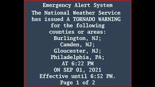 Tornado Warning EAS in Philadelphia, PA (Confirmed Tornado)