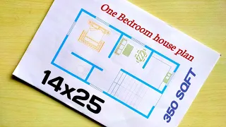 14*25 Small Bed Rooms House Plan | 350 sqft Indian Building Plan | 14*25  Village House Design