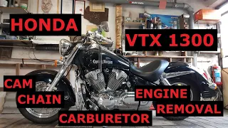 Honda VTX 1300 engine removal / cam chain / carburetor / cylinder gaskets / vezérműlánc / porlasztó