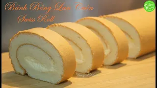 Bánh Bông Lan Cuộn Kem Tươi - Cách cuộn không dính giấy - Swiss Roll w Fresh Cream Filling Recipe