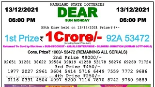 🔴 Lottery Sambad Live 06:00pm 13/11/2021 Day Nagaland State Dear Lottery Result Pdf Download