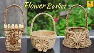 3 Most Beautiful Jute Basket | Best Flower Baskets Making with Jute Rope | Best Out of Waste Crafts