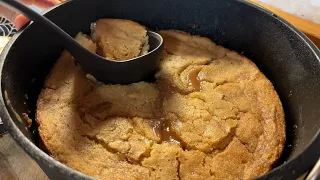 Easy Peach Cobbler Recipe in Dutch Oven Over Campfire (Vegan)