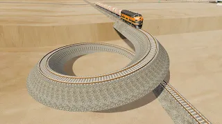 Impossible Spiral Rail Tracks Vs Trains !!! ▶️ BeamNG Drive #beamngdrive