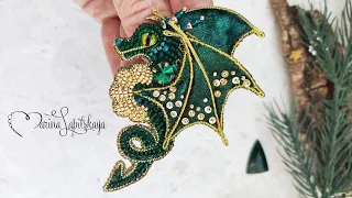 🐉 How to make a beaded brooch "Dragon - the symbol of 2024" (master class)