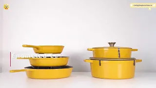 🔥7-piece Yellow Color Enamel Cast Iron Cookware Set - Raylon Enterprise