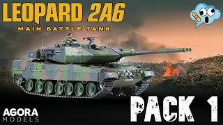 Agora models 1/16 scale Leopard 2A6 Main Battle Tank partwork kit pack 1 build stages 1 through 8.