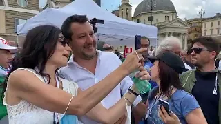 Centrodestra a Roma, i leader Salvini, Meloni e Tajani in Piazza del Popolo (04.07.20)