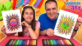 MANDALA CHALLENGE. Coloreando el SOL DE VERANO con 30 rotuladores brillantes