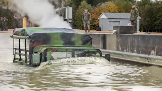 US Marines Drive Humvee During Extreme Deep Water Crossing