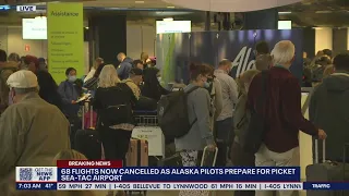 Dozens of flights canceled as Alaska pilots prepare to picket | FOX 13 Seattle