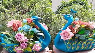 peacock planter from oil container | Plastic Bottles for Garden | How to make planter at home .