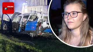 Vater und Kind nach Crash in brennendem Auto gefangen - dann werden Zeugen zu Helden