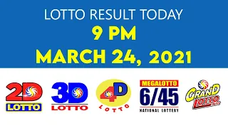 Lotto Result Today March 24 2021 9pm Ez2 Swertres 2D 3D 4D 6/45 6/55 PCSO