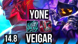 YONE vs VEIGAR (MID) | Rank 2 Yone, 8/3/8, Dominating, Rank 23 | TR Challenger | 14.8