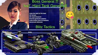 Command Conquer Generals Zero Hour Boss General 1 vs 7 Hard Tank Generals. (Blitz Tactics)