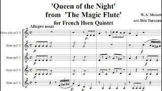 The Magic Flute - Queen of the Night for Horn Quintet