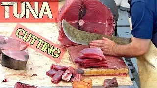 Tuna fish cutting in Funchal - Madeira, Portugal Fish Market