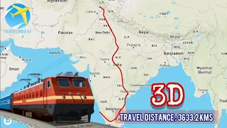 Top 5 Long Distance Travelling Trains Route Map in India | Long Distance Travel Trains Routes in 3D