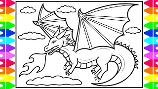 How to Draw a Dragon for Kids ❤️💚🧡💙Dragon Coloring Pages for Kids