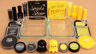 Black vs Yellow - Mixing Makeup Eyeshadow Into Slime ASMR