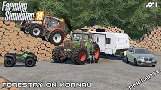 Winching logs with @ChataModding *MUD* | Forestry on Kornau | Farming Simulator 19 | Episode 1