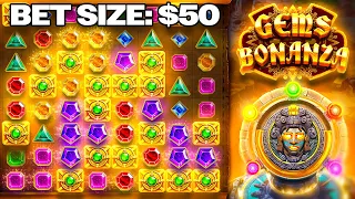 SPINNING INTO A HUGE $50 BONUS ON GEMS BONANZA!! (SAVED ME)