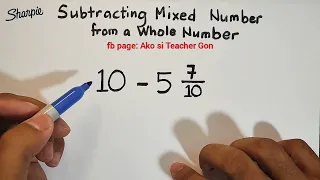 Subtracting Mixed Number from Whole Number - Basic Fraction Review