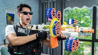 Alpha Nerf War : Captain POLICE SEAL X Nerf Guns Fight Crime Group Dr Lee Crazy Thieves Broke In