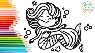 🧜‍♀️✨ Happy Mermaid: How to Draw and Color | Fun and Easy Marker Art Tutorial for Kids! 🎨
