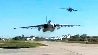Полеты Су-25 России на низкой высоте