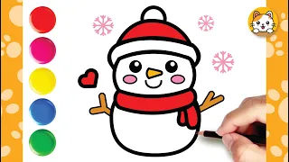 How To Draw A Cute Snowman | Easy Step By Step Drawing For Kids | Christmas Drawings