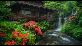 Soft Rainfall in a Japanese Zen Garden🌺Gentle Rain Sounds and Piano Music for Deep Relaxation