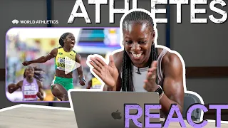 Jamaica's 🇯🇲 Shericka Jackson reacts to record-breaking 200m gold 🔥 | Athletes React