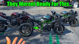 THREE Ninja H2 's SHUT DOWN An Exotic Car Show 😈