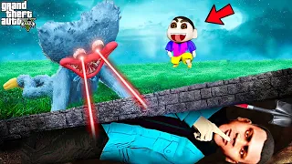 Franklin & Shinchan Hiding From Huggy Wuggy | Scary Hide And Kill In GTA 5