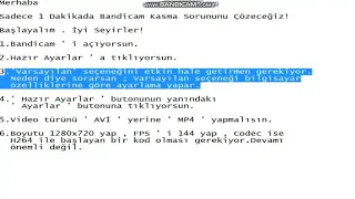 100 Saniyede Bandicam Kasma Sorunu Çözümü 2020