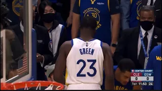 Draymond Green shows his love to Klay by being in the starting lineup today despite being injured