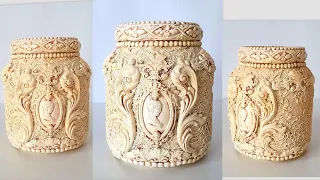 DIY/ Vintage Glass Jar Decoration idea/Imitation Ivory.