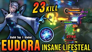 23 Kills!! Eudora New Build Insane Lifesteal (AUTOWIN) - Build Top 1 Global Eudora ~ MLBB