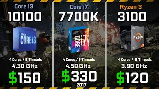 Core i3-10100 vs i7-7700K vs R3 3100 Rendering and Gaming Performance comparison