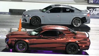 Hellcat Redeye vs Charger Scat Pack Widebody - muscle cars drag racing