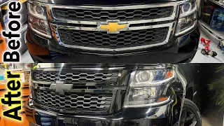 How To 2015-2020 Chevy/Gmc Tahoe/Yukon/Sub.| Front Bumper/Emblem Removal |Chrome Delete Murder Out