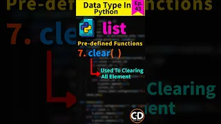 What Is List Data Type Function - clear( ) function - Python Short Series Ep. 43 #python #datatypes