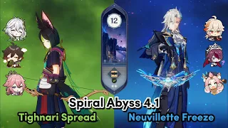 C0 Tighnari Spread & C0 Neuvillette Freeze | Genshin Impact Spiral Abyss 4.1 Floor 12 9 Stars